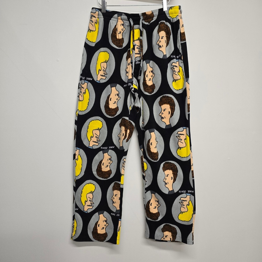 Beavis and Butt-Head Pajama Pants Mens Medium‎ Black Fleece MTV Retro Lounge